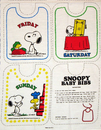 Snoopy Baby Bib Pattern Set - 7 Days Of The Week
