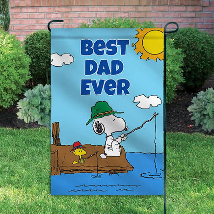 Peanuts Double - Sided Flag - Father's Day Snoopy Fishing - snoopn4pnuts.com