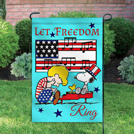 Peanuts Double - Sided Flag - Let Freedom Ring - snoopn4pnuts.com