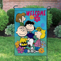 Peanuts Double-Sided Flag - Peanuts Gang Welcome