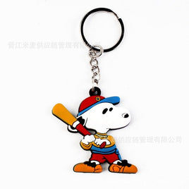 Snoopy Flexible Vinyl Key Chain - Baseball Player - snoopn4pnuts.com