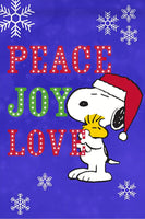 Peanuts Double - Sided Flag - PEACE, JOY, AND LOVE - snoopn4pnuts.com
