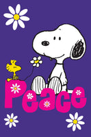 Peanuts Double - Sided Flag - Peace (Navy Background) - snoopn4pnuts.com