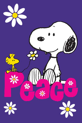 Peanuts Double - Sided Flag - Peace (Navy Background) - snoopn4pnuts.com