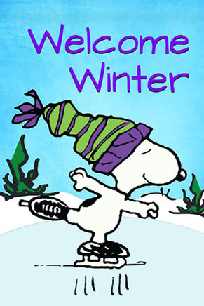 Peanuts Double - Sided Flag - Welcome Winter - snoopn4pnuts.com