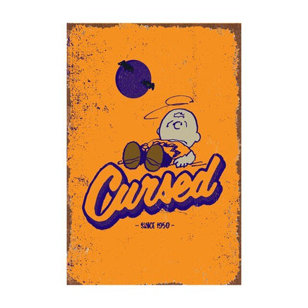 Snoopy Tin Wall Sign With Weathered Look - Charlie Brown Cursed - snoopn4pnuts.com
