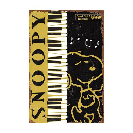 Snoopy Tin Wall Sign With Weathered Look - Piano Keys - snoopn4pnuts.com