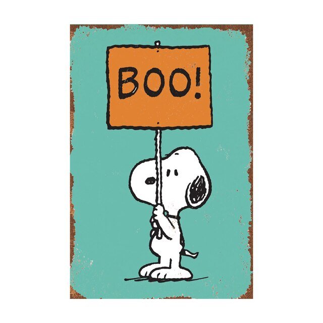 Snoopy Tin Wall Sign With Weathered Look - Halloween BOO ...