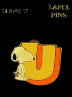 Snoopy Enamel Letter Pin - U