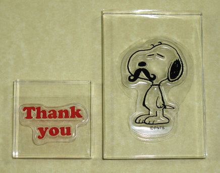 Peanuts Clear Vinyl Stamp Set On Thick Acrylic Blocks - Thank You Snoopy - snoopn4pnuts.com