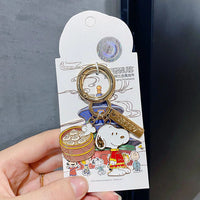 Peanuts Japanese Kimono Metal Key Chain With 3 Pendants - Charlie Brown and Shang Hai Skyline