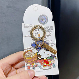 Peanuts Japanese Kimono Metal Key Chain With 3 Pendants - Charlie Brown and Shang Hai Skyline - snoopn4pnuts.com