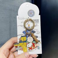 Peanuts Japanese Kimono Metal Key Chain With 3 Pendants - Charlie Brown and Shang Hai Skyline - snoopn4pnuts.com