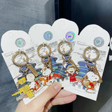 Peanuts Japanese Kimono Metal Key Chain With 3 Pendants - Lucy