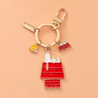 Peanuts 70th Anniversary Double Ring Metal Key Chain - Snoopy's Doghouse (4 Pendants)