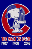 Peanuts Snoopy Double-Sided Flag - Chicago Cubs Baseball World Series