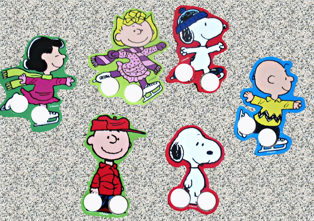 Peanuts Ice Skaters Finger Puppet 6-Piece Set (Thick, Sturdy Cardboard That Won't Bend!)