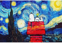 Snoopy Van Gogh's Starry Night Wood Jigsaw Puzzle Plus FREE Poster (Open Box - All Pieces Included) - snoopn4pnuts.com