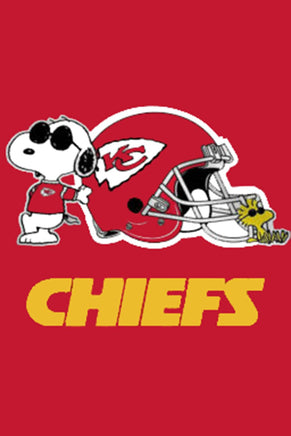 Peanuts Snoopy Double - Sided Flag - Joe Cool Kansas City Chiefs Football - snoopn4pnuts.com