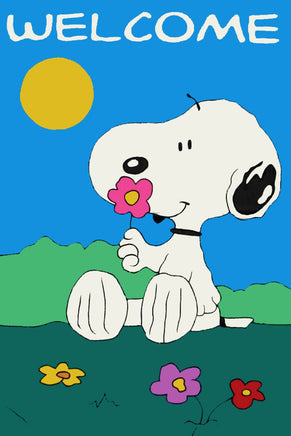 Peanuts Double - Sided Flag - Floral Welcome - snoopn4pnuts.com