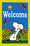 Peanuts Double-Sided Flag - Floral Welcome