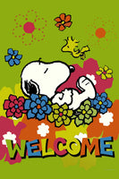 Peanuts Double-Sided Flag - Floral Welcome