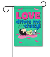 Peanuts Double - Sided Flag - Love Drives Me Crazy - snoopn4pnuts.com