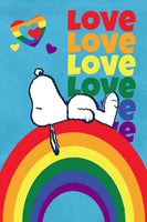 Peanuts Double - Sided Flag - Rainbow LOVE - snoopn4pnuts.com