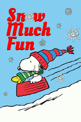 Peanuts Double - Sided Flag - Snoopy Snow Much Fun - snoopn4pnuts.com