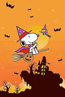 Peanuts Double - Sided Flag - Snoopy Halloween Witch - snoopn4pnuts.com