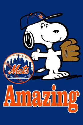 Peanuts Double - Sided Flag - Amazing Mets Baseball - snoopn4pnuts.com