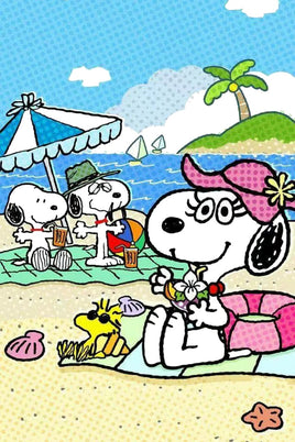 Peanuts Double - Sided Flag - Snoopy and Siblings On The Beach - snoopn4pnuts.com