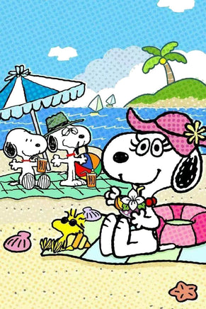Peanuts Double - Sided Flag - Snoopy and Siblings On The Beach - snoopn4pnuts.com