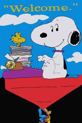 Peanuts Double - Sided Flag - Literary Ace Welcome - snoopn4pnuts.com