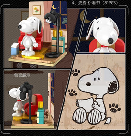 Snoopy Lego Blocks - Style Figurine Display - Reading - snoopn4pnuts.com