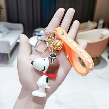 Peanuts PVC Double Ring Key Chain With Embossed Wrist Strap and Bell - Snoopy Flying Ace - snoopn4pnuts.com