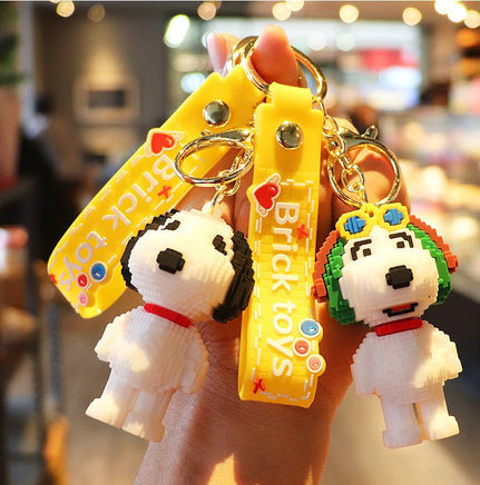 Snoopy / Flying Ace Mini Lego Blocks - Style PVC Key Chain With Embossed Wrist Strap - snoopn4pnuts.com
