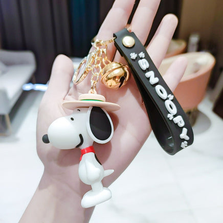 Peanuts PVC Double Ring Key Chain With Embossed Wrist Strap and Bell - Snoopy Beagle Scout - snoopn4pnuts.com