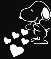 Snoopy's Hearts Die-Cut Vinyl Decal - White
