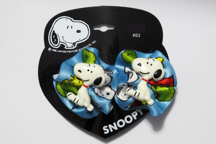 Snoopy Barrette With Satin Bows (2 Bows On 1 Barrette) - snoopn4pnuts.com