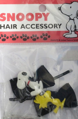 Snoopy and Woodstock Velour Bows Hair Pin Set - snoopn4pnuts.com