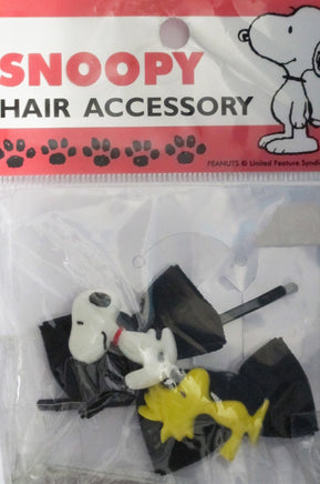 Snoopy and Woodstock Velour Bows Hair Pin Set - snoopn4pnuts.com