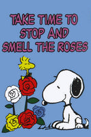 Peanuts Double - Sided Flag - Snoopy Take Time To Smell The Roses - snoopn4pnuts.com