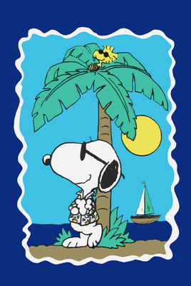 Peanuts Double - Sided Flag - Snoopy Joe Cool On The Beach - snoopn4pnuts.com