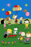 Peanuts Double - Sided Flag - 4th of July Fireworks and Balloons - snoopn4pnuts.com