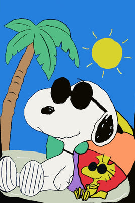 Peanuts Double - Sided Flag - Snoopy Joe Cool On The Beach - snoopn4pnuts.com
