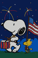 Peanuts Double-Sided Flag - Snoopy and Fireworks