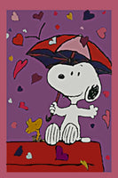 Peanuts Double-Sided Flag - Valentine Shower (Gray Hue To White Areas)