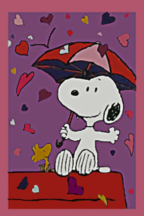 Peanuts Double - Sided Flag - Valentine Shower (Snoopy Has A Gray Hue) - snoopn4pnuts.com
