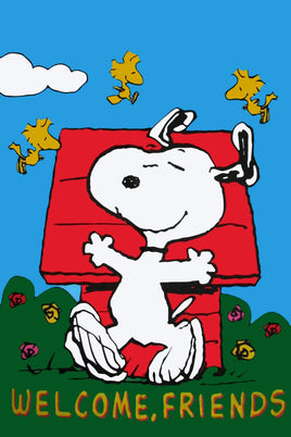 Peanuts Double - Sided Flag - Welcome Friends - snoopn4pnuts.com
